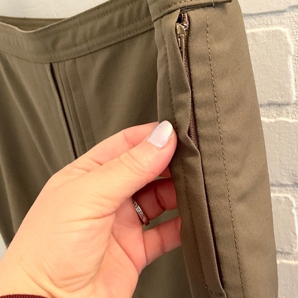 Club Monaco Skirt Column Pleated Tan Beige Olive Green Wool blend Lined Sz 4 - Picture 6 of 16